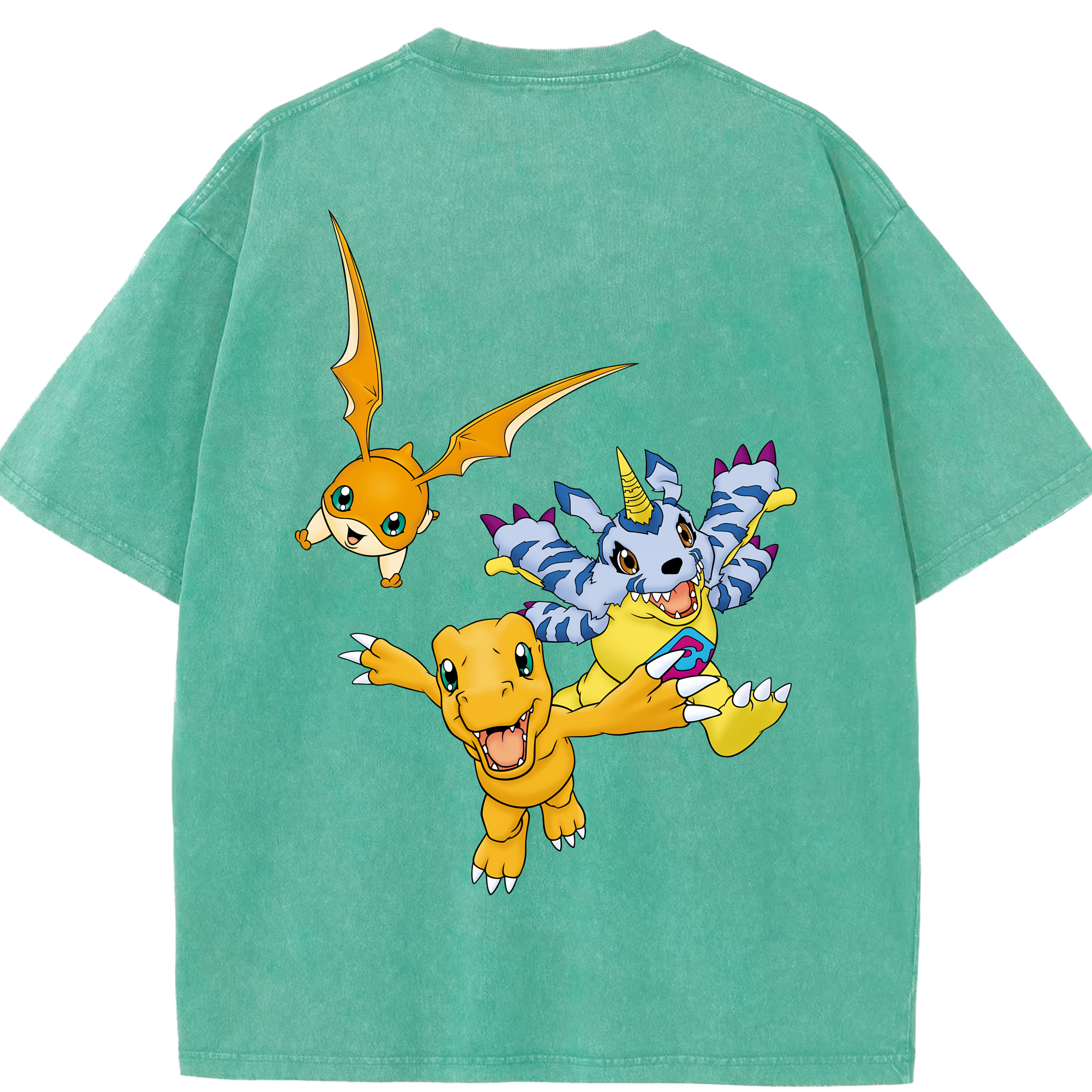 （画像用） Digimon デジタルモンスター/デジモン 綿100% ヴィンテージ風 半袖Tシャツ（背面プリント）